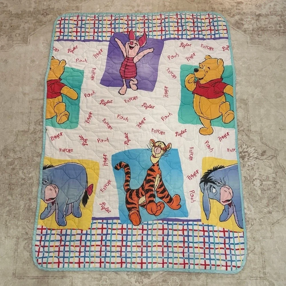 Vintage Late 1990's Disney Winnie The Pooh Baby Blanket